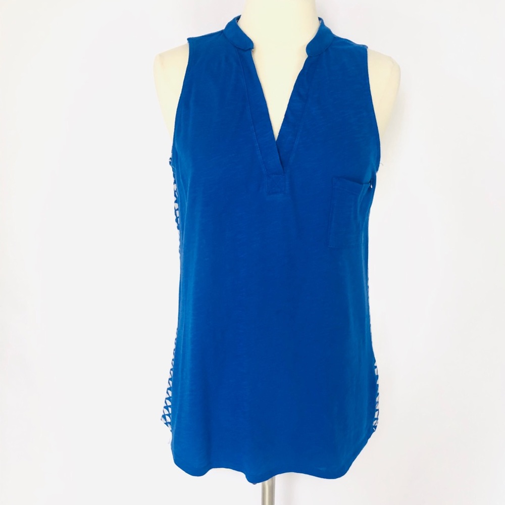 Anthropologie Porridge Bicoastal Blue Top  Size L